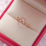 New Fashion Crystal Flower Branch Leaf Adjustable Finger Rings for Women Rose Gold Zircon Open Ring Glamour Wedding Jewelry Gift daiiibabyyy