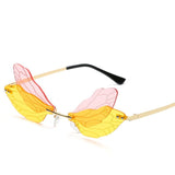 Daiiibabyyy Gradient Rimless Sunglasses Women Girls Dragonfly Wings Punk Frameless Gradient Clear Len Glasses Street Double Layer Eyewear