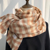 Women 100% Cashmere Scarf Classic Plaid Luxury Brand Woman Scarf Winter Literary Style Women Long Shawl 70X200 CM Adult daiiibabyyy