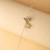 New Ear Needle Wrap Crawler Hook Earrings for Women Surround Auricle Diagonal Stud Copper Inlaid Zircon Piercing Earrings /1 Pc daiiibabyyy