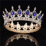 Daiiibabyyy Gold Purple Queen King Bridal Crown For Women Headdress Prom Pageant Wedding Tiaras and Crowns Hair Jewelry Accessories