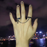 Punk Cool Hip Pop Multi-layer Adjustable Chain Four Fingers Open Alloy Women Rotate Rings for Women Party Gift daiiibabyyy
