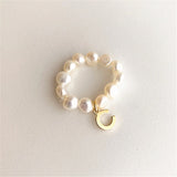 HUANZHI  New Trendy Freshwater Pearls Simple Round Geometric Adjustable Rings for Women Girls Party Jewelry Gifts daiiibabyyy