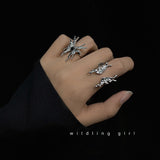 Korean Fashion Silver Color Geometric Butterfly Exaggerate Rings Retro Trendy Open Forefinger Rings For Women Girls Trinkets