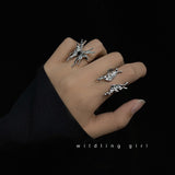 Korean Fashion Silver Color Geometric Butterfly Exaggerate Rings Retro Trendy Open Forefinger Rings For Women Girls Trinkets daiiibabyyy