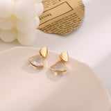 Korea new fund earring female temperament is contracted joker fan-shaped glass female ear nail earring is tasted daiiibabyyy