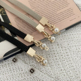 Fashion Thin PU Leather Belt Simulated Pearl Elastic Waist Belts Women Dress Skirt Decoration Fashion Girls Gifts daiiibabyyy