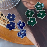 Fashion Drip Oil Double Layer Flowers Stud Earrings For Women Girls Metal Statement Earrings 2022 Trend New Jewelry Wholesale daiiibabyyy