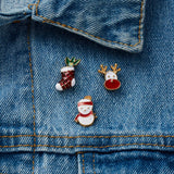 3pcs/set Merry Christmas Brooches Snowflake Tree Elk Socks Enamel Badge Small Brooch Women Fashion Party Jewelry  Xmas Gifts daiiibabyyy