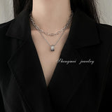 2022 Fashion Asymmetric Lock Necklace for Women Twist Gold Silver Color Chunky Thick Lock Choker Chain Necklaces Party Jewelry daiiibabyyy