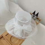 Daiiibabyyy Sun Hat Organza Ladies Yellow Flower Elegant Church Hats Women Summer Spring Stylish Lightweight Hawaiian Beach Hat