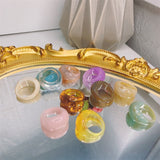 Daiiibabyyy New Korea Rings For Women Jewelry Resin Acrylic Transparent Multicolor Index Finger Accessories Fashion Girls Gifts Bague