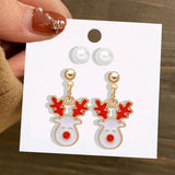 Christmas Circle Round Heart Deer Elk Pendant Earrings for Women Creative Festival Dangle Earrings Jewelry Accessories daiiibabyyy