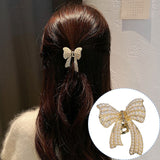 New Women Girls Pearl Bow Hair Claws Sweet Elegant Pearl Hair Clip Fashion Butterfly Barrettes Korean Style Hair Accessories daiiibabyyy