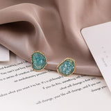 Irregular geometrical stud earrings small pure and fresh and green earrings everyday wear earrings students daiiibabyyy