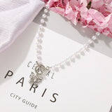 Fashion Butterfly Crystal Pearl Pendant Necklace Personality Clavicle Pearl Chain Necklace Trend Butterfly Collar Jewelry daiiibabyyy