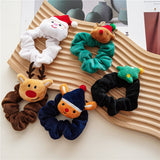 Flannel Large Intestine Hair Tie Creative Cartoon Hair Ring Christmas Ponytail Holders Christmas Velvet Women Hair Accessories