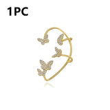 Daiiibabyyy Fashion Elegant Hollow Butterfly Ear Bone Clip for Women Non Piercing Shiny Zircon Ear Cuff Clips Earrings Wedding Party Jewelry