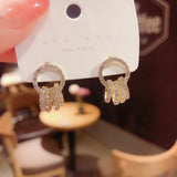 Stud Earrings for Women Simple Exquisite Crystal Geometric Annular Earrings Fashionable Light Earrings Jewelry Wholesale daiiibabyyy