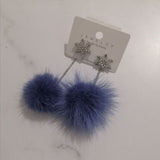 Autumn New Fashion Long Mink Fur Fluffy Hairball Dangle Earrings For Women Girls Party Jewelry Crystal Snowflake Drop Earring daiiibabyyy