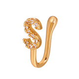New Copper Alphabet Fake Nose Ring Cuff Non Piercing Letter Nose Ring Clip on Fake Nose Piercing Jewelry Ear Cuff Earring Women daiiibabyyy