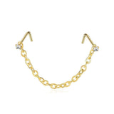 Double L Shape Nose Chain Heart Nose Piercing Chain 20G Straight Ball Nose Chain Zircon Piercing Nariz Pircing Septum Nez daiiibabyyy