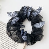 Sweet Printing Butterfly Mesh Hair Scrunchies Women Romantic Hair Rope Transparent Tulle Organza Hair Tie Hair Accessories daiiibabyyy