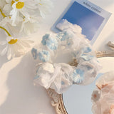Fashion Flower Rubber Band Embroidery Flowers Scrunchies For Women Girls Hair Tie 1PCS Elastic Hair Bands Hair Accessories daiiibabyyy