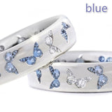 Exquisite Silver Color Women Fashion Two Tone White and Blue Stone Butterfly Rings for Women Bride Engagement Wedding Jewelry daiiibabyyy