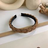MENGJIQIAO Korean Beige Coffee Color Wide-brimmed Braid Autumn Hairbands Women Elegant Pear Tassel Hair Hoop Hair Accessories daiiibabyyy