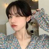Daiiibabyyy Korean Fashion Female Luxury Crystal Zirconia Earrings Vintage Stone Jewelry Simple Small Stud Earrings For Women Girl Gifts