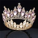 Daiiibabyyy Baroque Crystal Tiaras Circle Wedding Crown Queen Diadem Pageant Tiara Crown For Bride Hair Jewelry Accessories