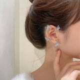 Daiiibabyyy Fashion Elegant Hollow Butterfly Ear Bone Clip for Women Non Piercing Shiny Zircon Ear Cuff Clips Earrings Wedding Party Jewelry