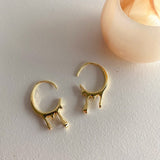 2022 New Golden Metal Geometric Irregular Drop C-shaped Circel Hoop Earrings for Women Girls Party Travel Jewelry daiiibabyyy