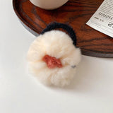 Plush Flower Hair Rope For Women Simple Daily Versatile Fashion Hair Accessories Two-color Hair Rope Elastic Hair Tie Gentle daiiibabyyy