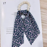 2022  Pearl Elastic Rubber Bands For Girl Bow Print Fashion Hair Accessories Hair Ties 2021 New Korea Women Hair Ropes 28 Style daiiibabyyy