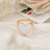 Romantic Simple Red Black Heart-shaped Metal Ring Fashion Cute Wedding Gold Color Ring For Women Punk Party Jewelry Gift daiiibabyyy