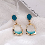 South Korea contracted Xuan elegant temperament wind color transparent earring fairy little girl pure and fresh and earrings daiiibabyyy