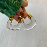 AENSOA Trendy Hyperbole Transparent Resin Geometric U Shape Golden Copper Earrings for Women Punk Clear Green Acrylic Earrings daiiibabyyy