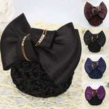 Bow Hair Ribbon Bun Cover Satin Net Bank Hotel Stewardess Hair Pin Headbands Fashionable And Dignified Women's Hair Accessories daiiibabyyy