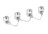 Classic Trendy Silver Color Metal Chain Combination Ring for Women Individuality Creativity Siamese Hip Hop Punk Ring daiiibabyyy
