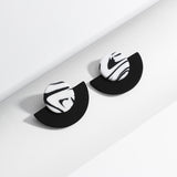 2022 Trendy Handmade Polymer Clay Earrings Geometric Drop Pendant Unique Design Painting Blooming Long Statement Earrings daiiibabyyy
