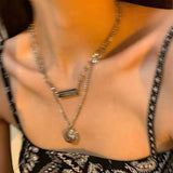 Silver Color Simple Double Layer Titanium Steel Chain Hip hop Necklaces For Women Fashion Party Jewelry Collares Necklace 2022 daiiibabyyy
