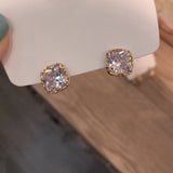 Daiiibabyyy Korean Fashion Female Luxury Crystal Zirconia Earrings Vintage Stone Jewelry Simple Small Stud Earrings For Women Girl Gifts