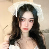 Korea Handmade Black Lace Bow Headbands For Women Sweet Hair Bow-knot Hairbands Stylish Solid Head Band Gift Hair accessories daiiibabyyy