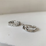 2022 Korea Trendy Metal Geometry Irregular Circular Punk Chain Rings For Women Cross Opening Index Finger Ring Accessories daiiibabyyy
