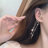 2021 New Trendy Long Butterfly Clip Earrings Ear Hook Pearl Ear Clips Without Pierced Ears Chain Earrings Women Girls Jewelry daiiibabyyy