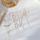 MENGJIQIAO New Design Fashion Metal Rinestone Piercing Stud Earrings For Women Girls Geometric Ear Hook Bijoux Brincos Jewelry daiiibabyyy