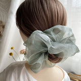 Daiiibabyyy New Net Yarn Hair Scrunchie Solid Color Hair Ties for Women Elastic Hair Ring Girl Ponytail Holder Smooth Hair Accessories