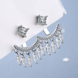 Daiiibabyyy New Women's Luxury 925 Silver Needle Jewelry High Quality Tassels Crystal Zircon Simple Retro Fan-shaped Wedding Earrings